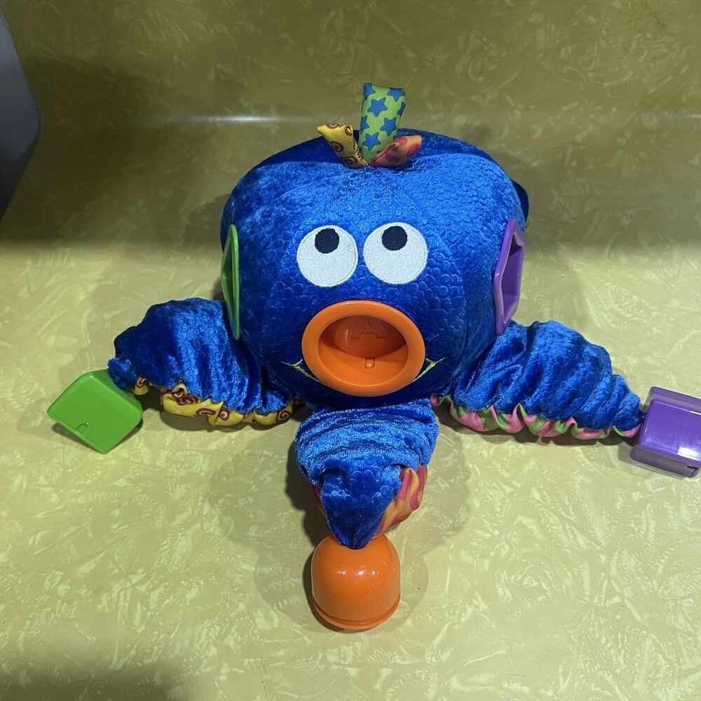 Toy Quest Talking OCTOPUS Blue Plush Attached Colorful Shapes Patterned Arms